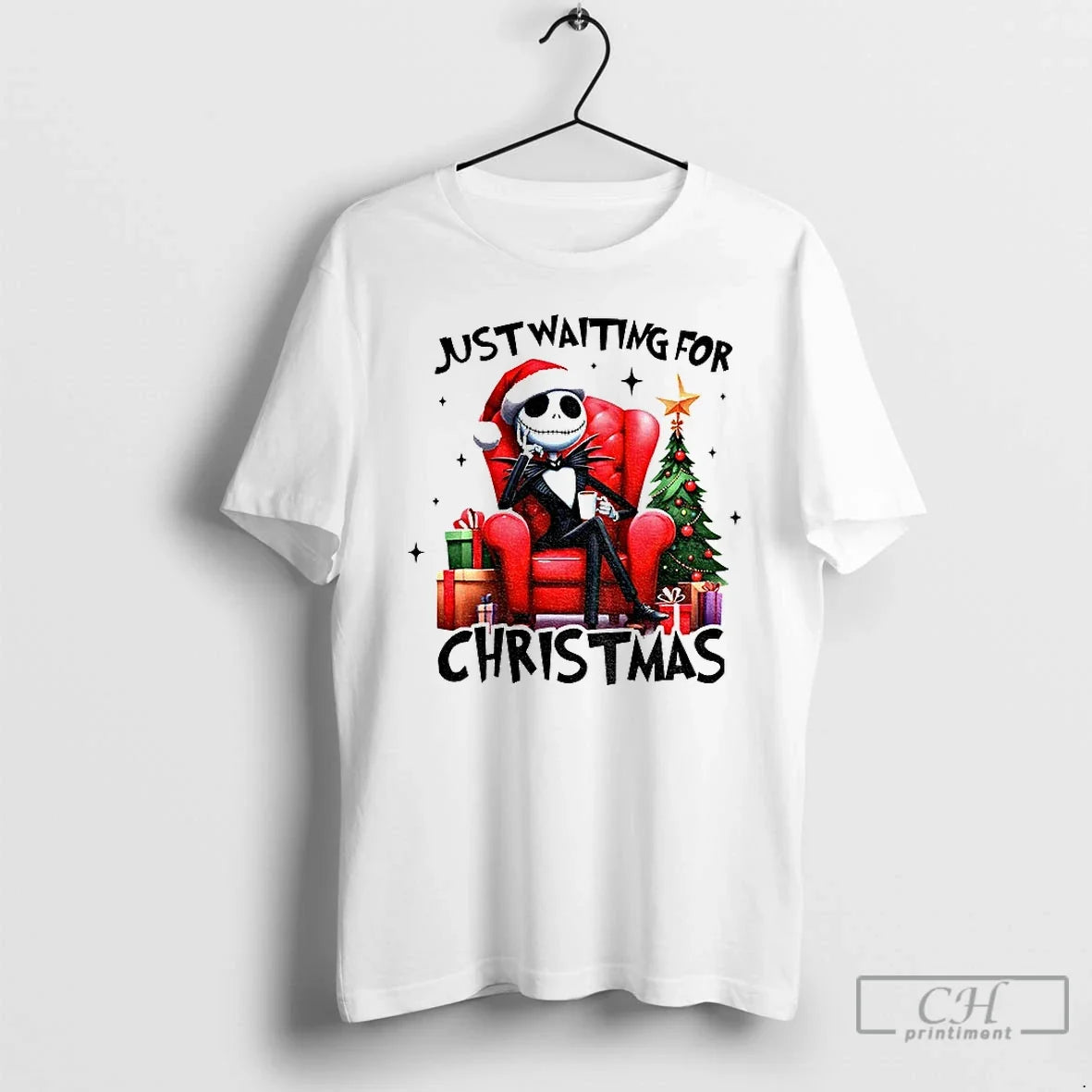 Premium Jack Skellington Just Waiting For Christmas 2025 T Shirts Unisex , , , Long Sleeve Tee