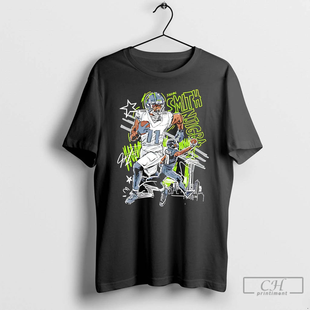 Premium Jaxon Smith Njigba Seattle Scribble Vintage