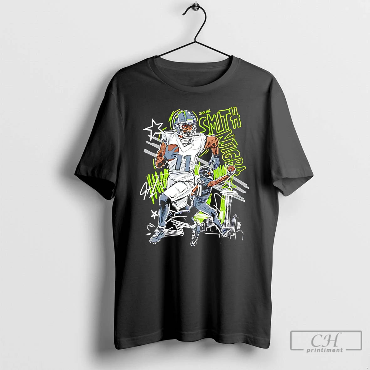 Premium Jaxon Smith Njigba Seattle Scribble Vintage
