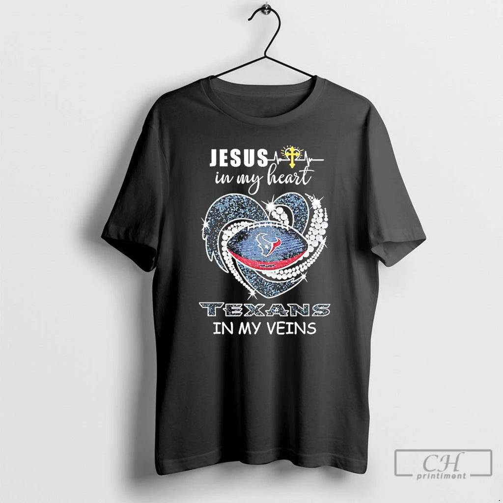 Premium Jesus In My Heart Houston Texans In My Veins Logo Team T Shirts Sweater