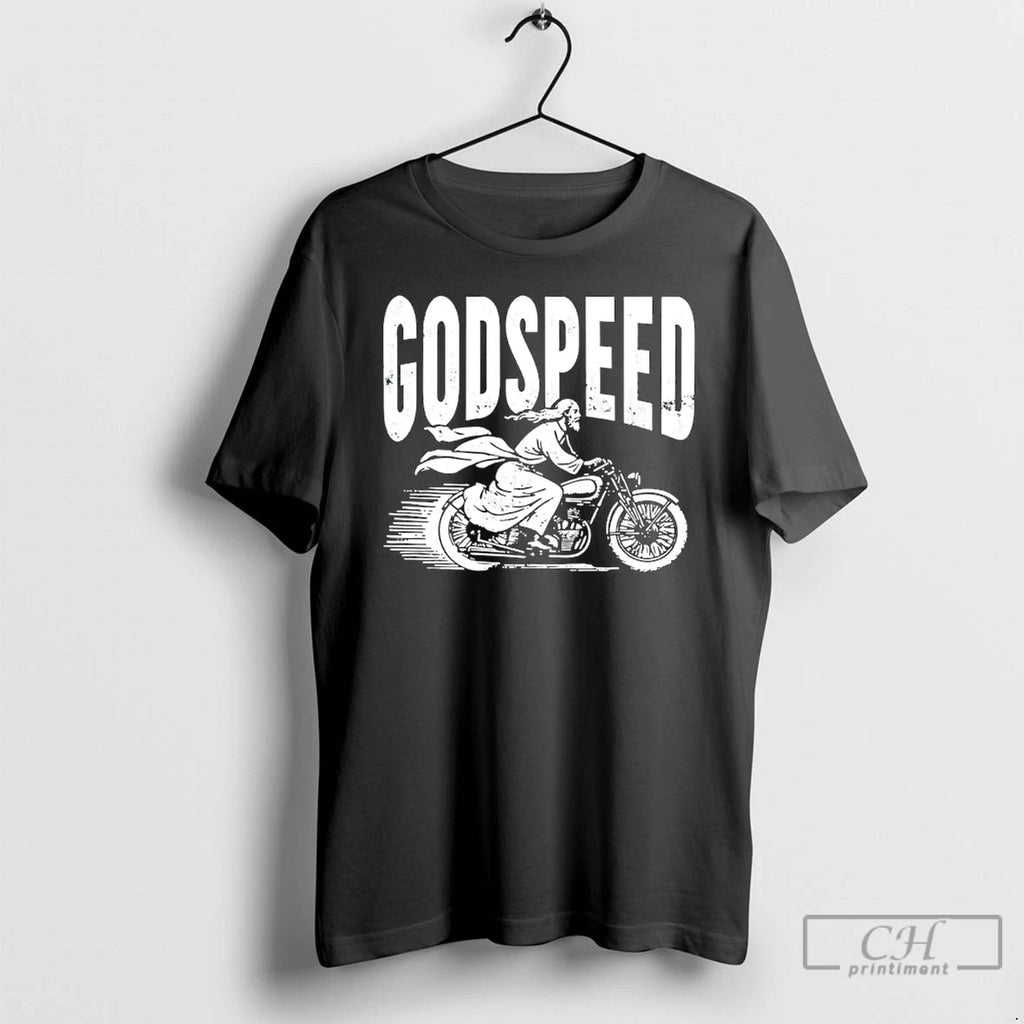 Premium Jesus Riding Motorcycle Godspeed Graphic