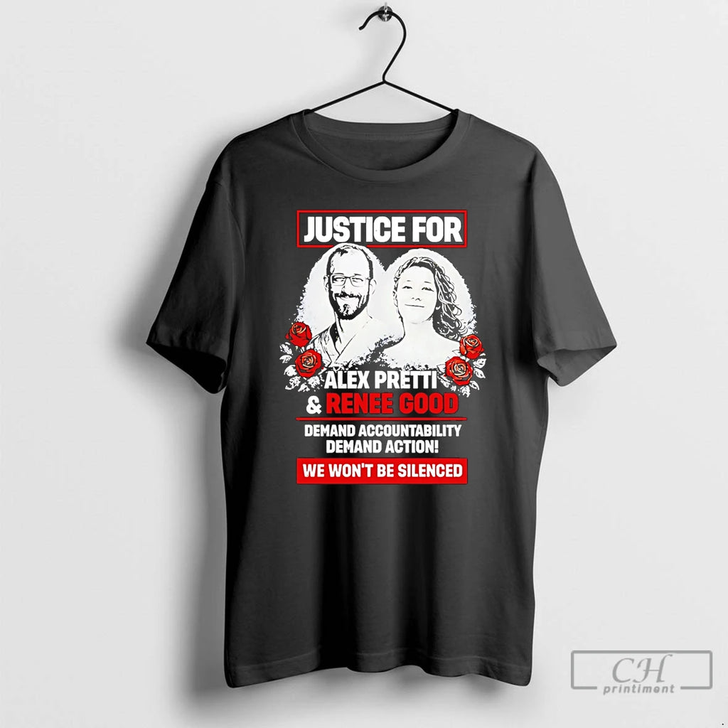 Premium Justice For Alex Pretti And Renee Good We Wont Be Silenced T Shirts Sweater