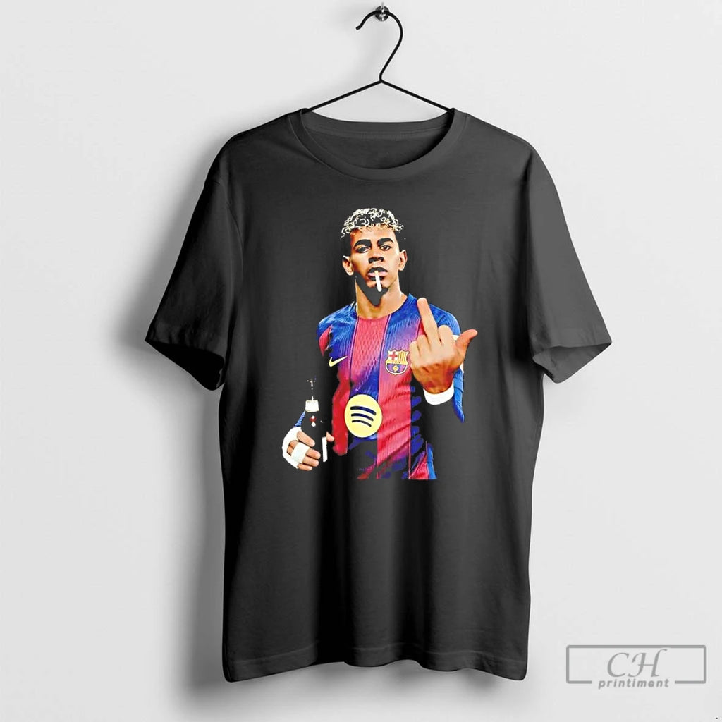 Premium Lamine Yamal Middle Finger Smoking And Drinking Beer