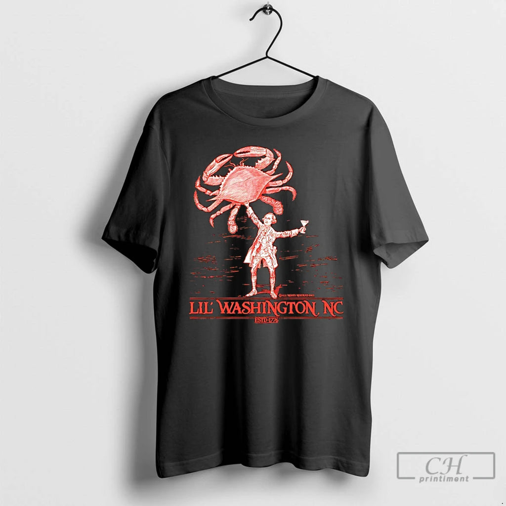 Premium Little George Washington Loves Crab Est 1776 Funny