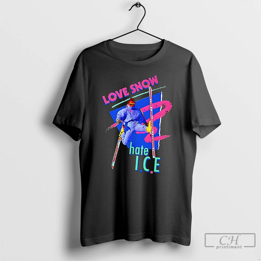 Premium Love Snow Hate I C E Retro Neon Skiing