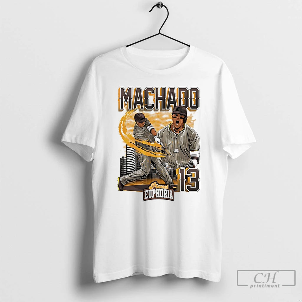 Premium Manny Machado San Diego Padres Player Swing City Skyline