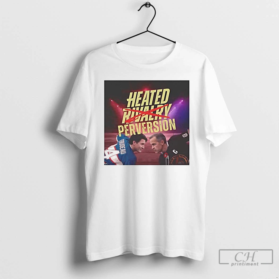Premium Mark Carney Vs Justin Trudeau Heated Perversion Heated Rivalry Tee