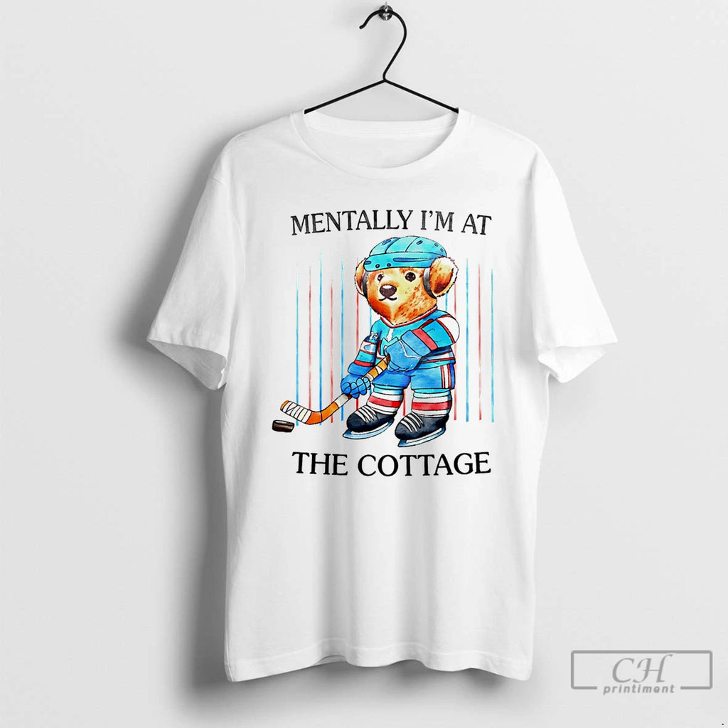 Premium Mentally Im At The Cottage Bear Hockey Player