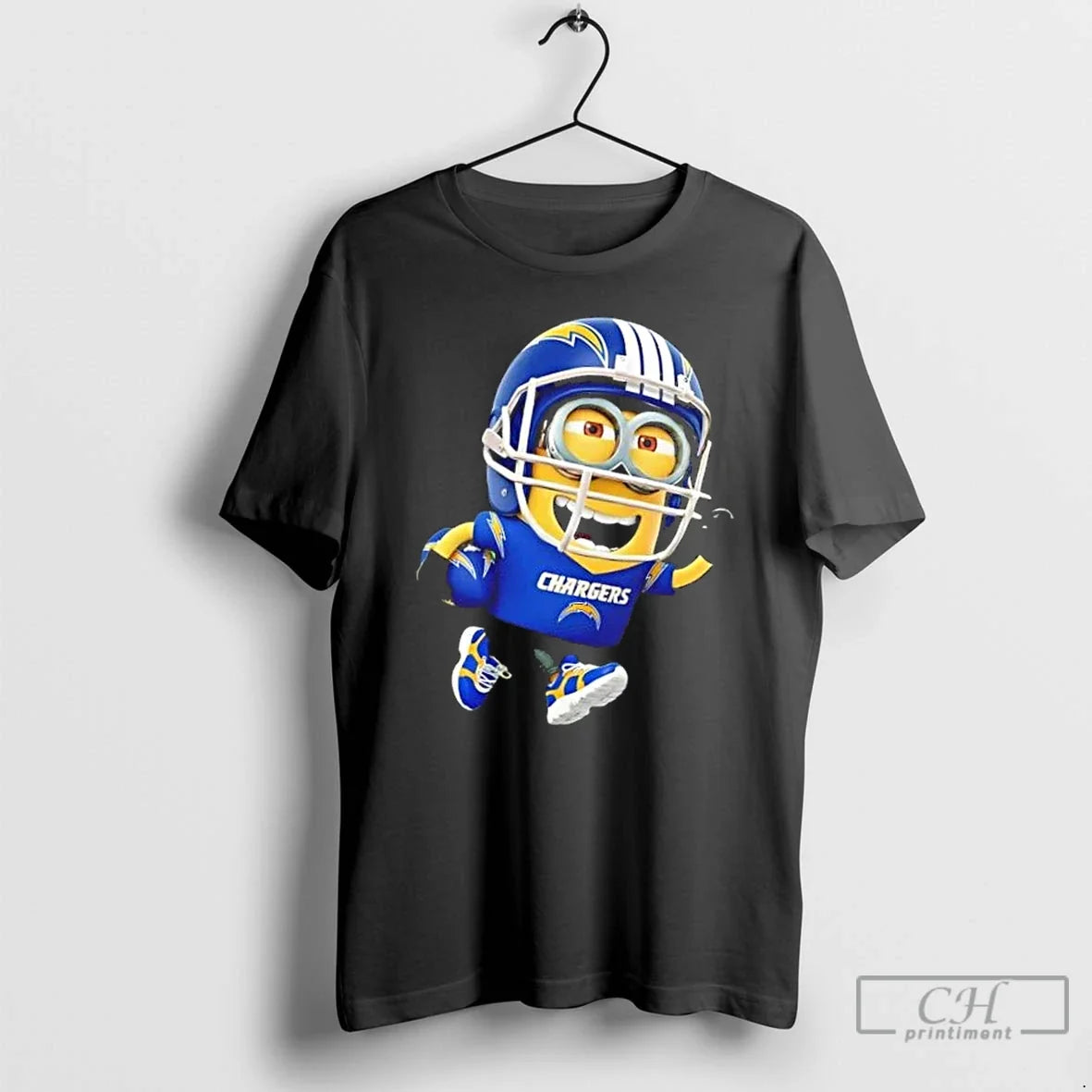 Premium Minions Is Holding A Ball And Smiling At Los Angeles Chargers Fans T Shirts Unisex , , , Long Sleeve Tee