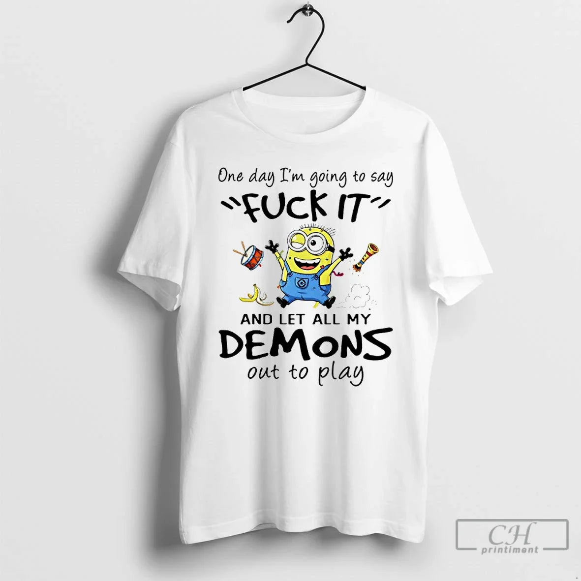 Premium Minions One Day Im Going To Say Fuck It And Let All My Demons Unisex , , , Long Sleeve Tee