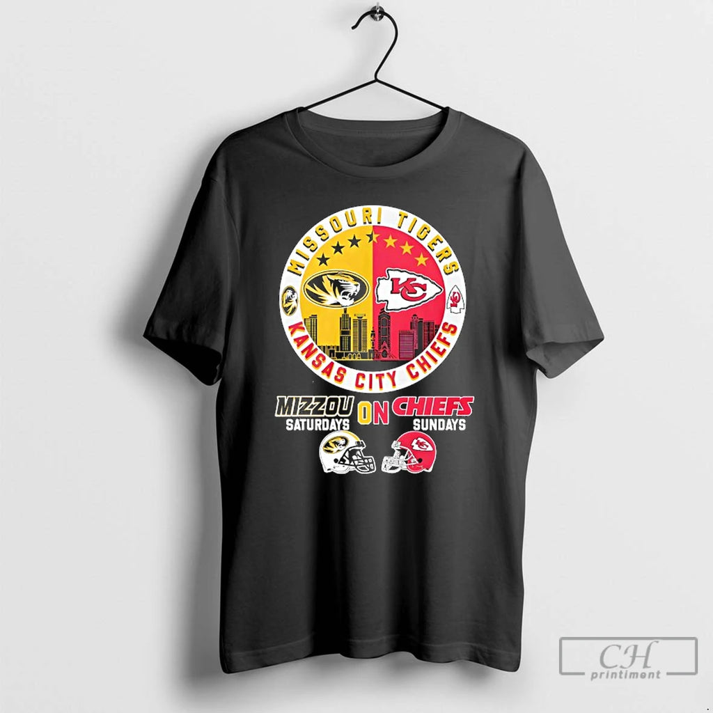 Premium Missouri Tigers On Saturdays And Kansas City Chiefs On Sundays Helmet Logo Mashup