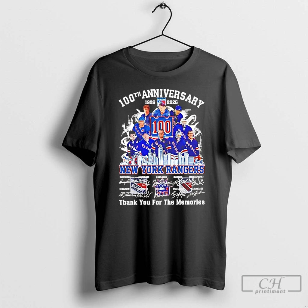 Premium New York Rangers 100th Anniversary 1926 2026 Team Players Skyline Tee T Shirts Sweater