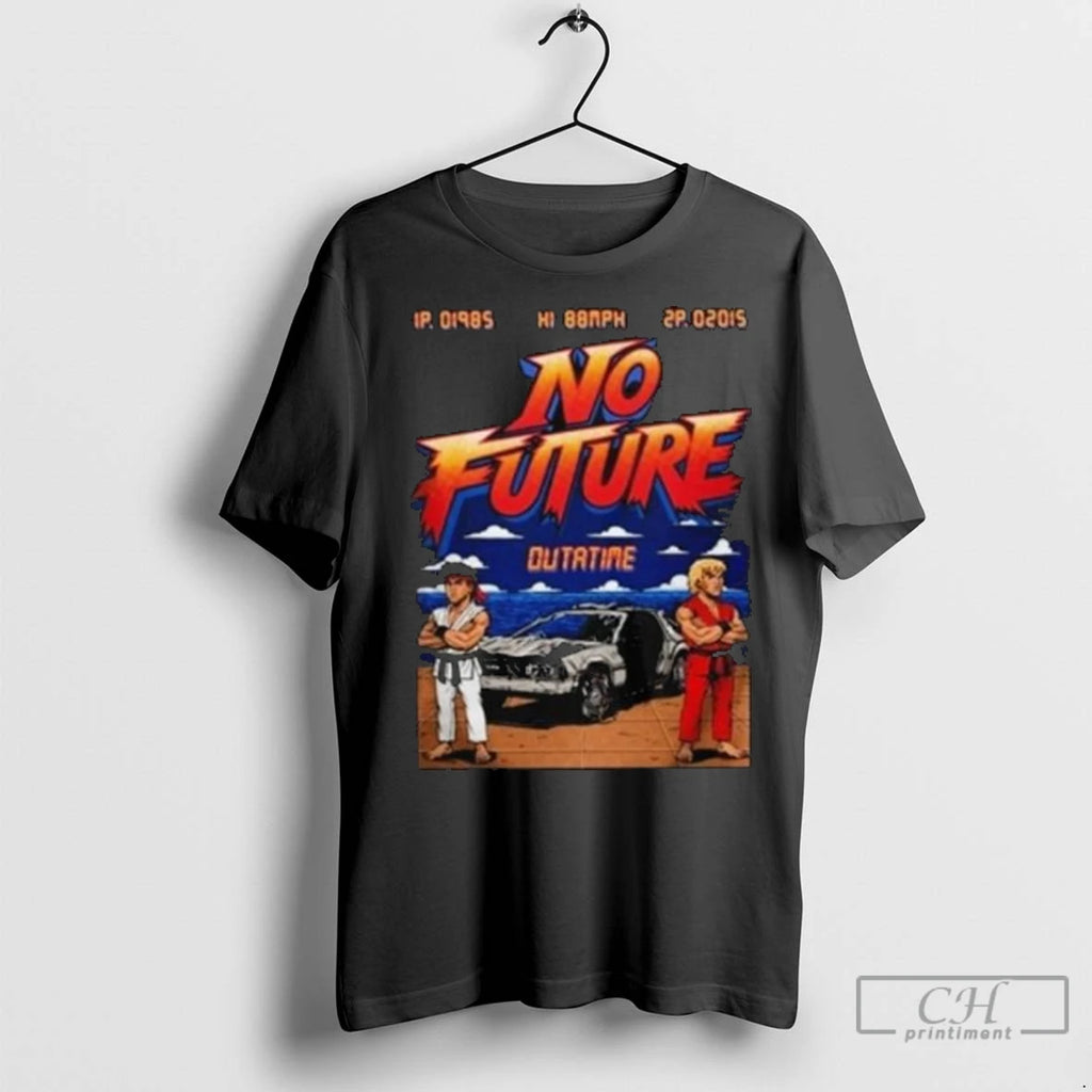 Premium No Future Outatime Retro 80s Arcade Back To The Future Style Long Sleve