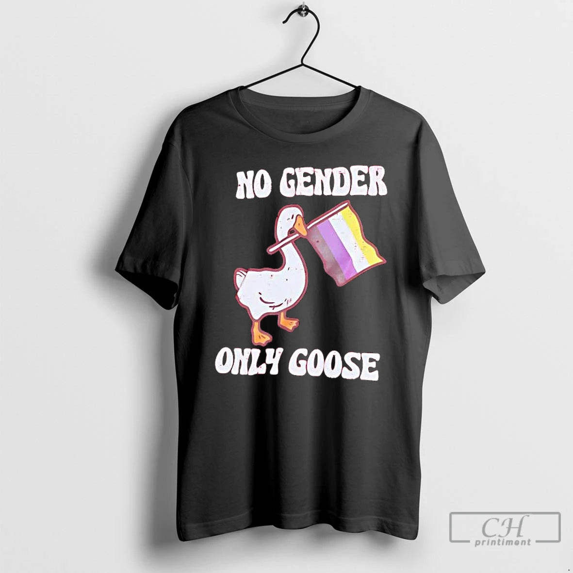 Premium Non Binary Pride Flag No Gender Only Goose Tee