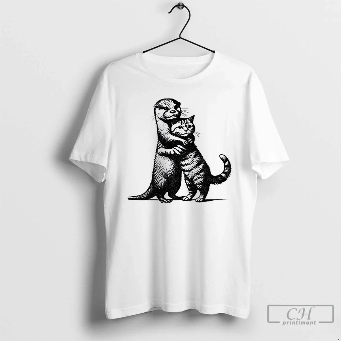 Premium Otter Hug Cat Funny Meme T Shirts Unisex , , , Long Sleeve Tee
