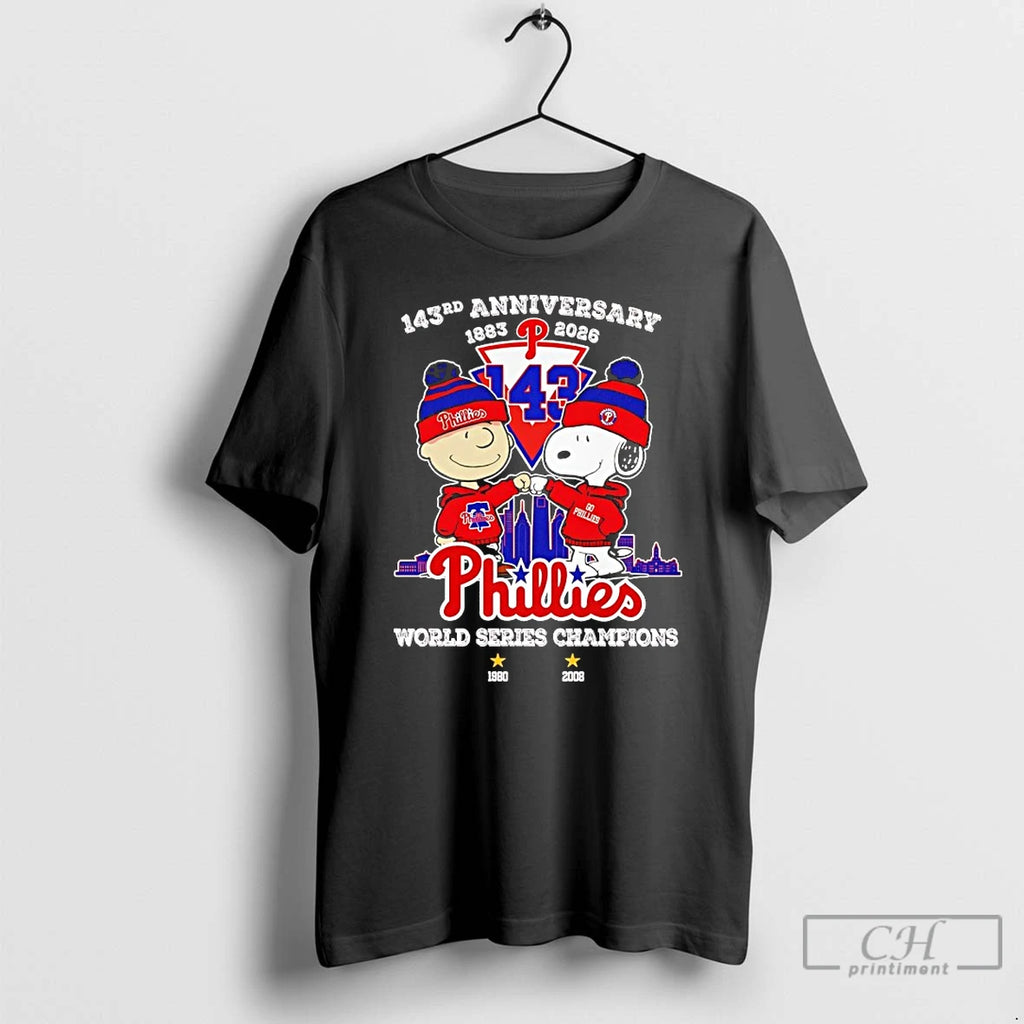 Premium Peanuts X Philadelphia Phillies 143th Anniversary 1883 2026 2x World Series Champions T Shirts