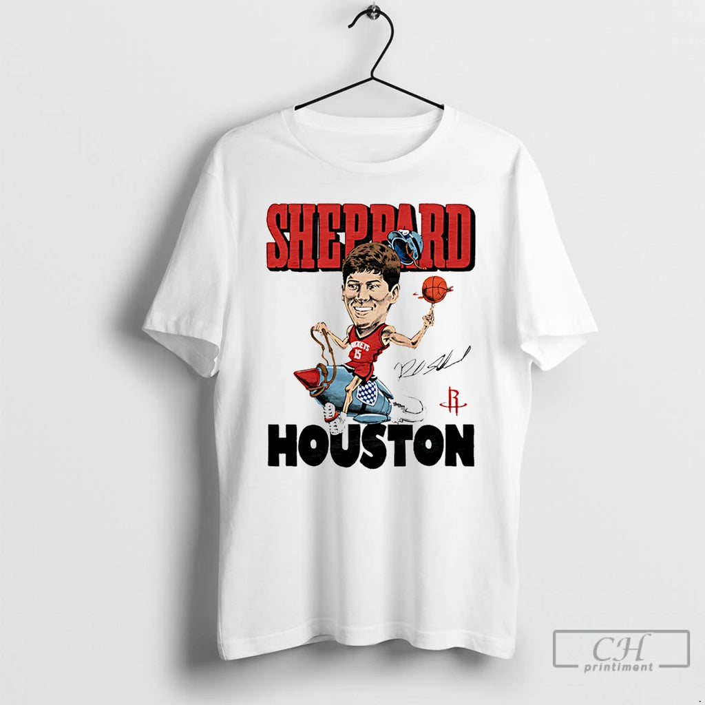 Premium Reed Sheppard Houston Rockets Caricature Signature