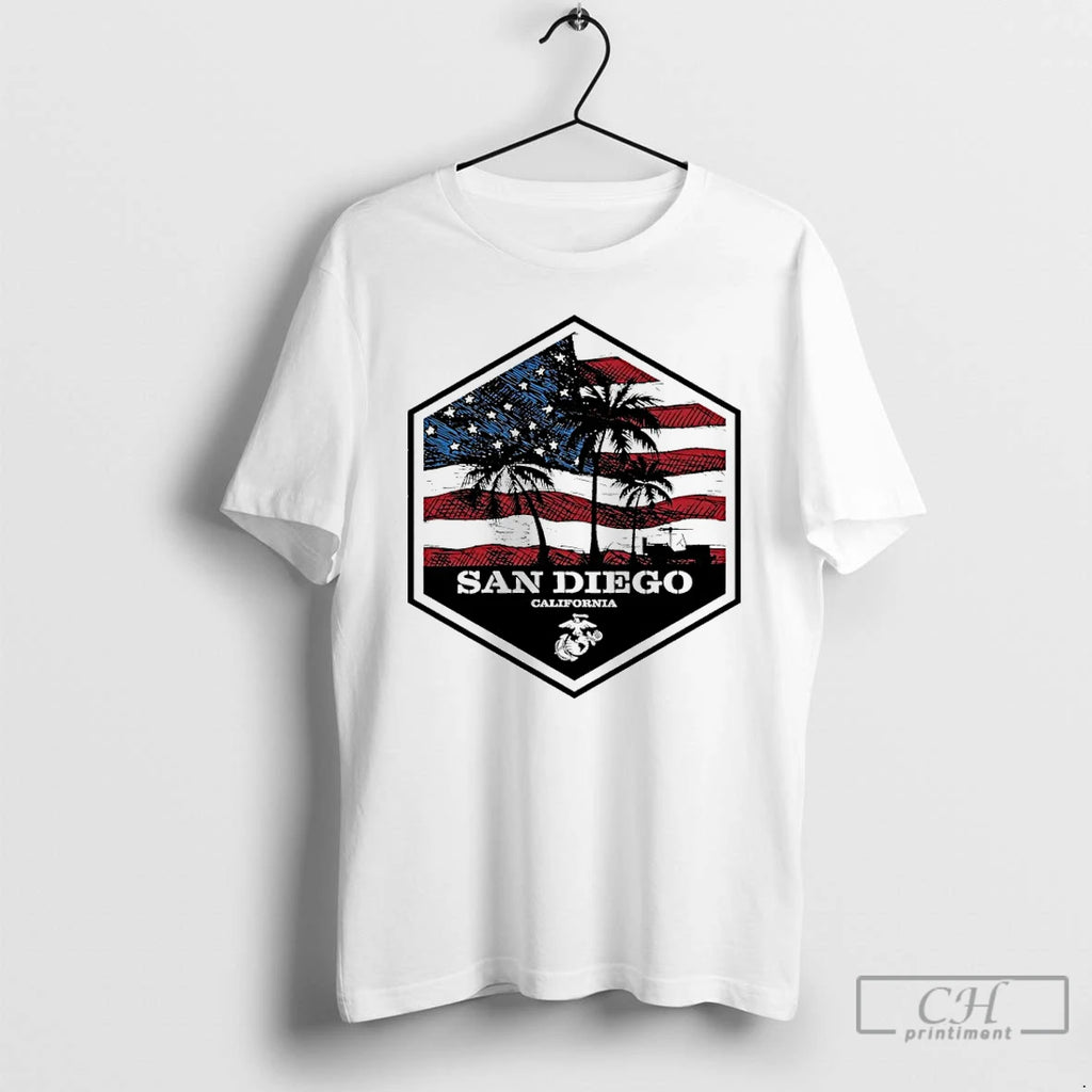 Premium San Diego Cali Usa Flag Logo