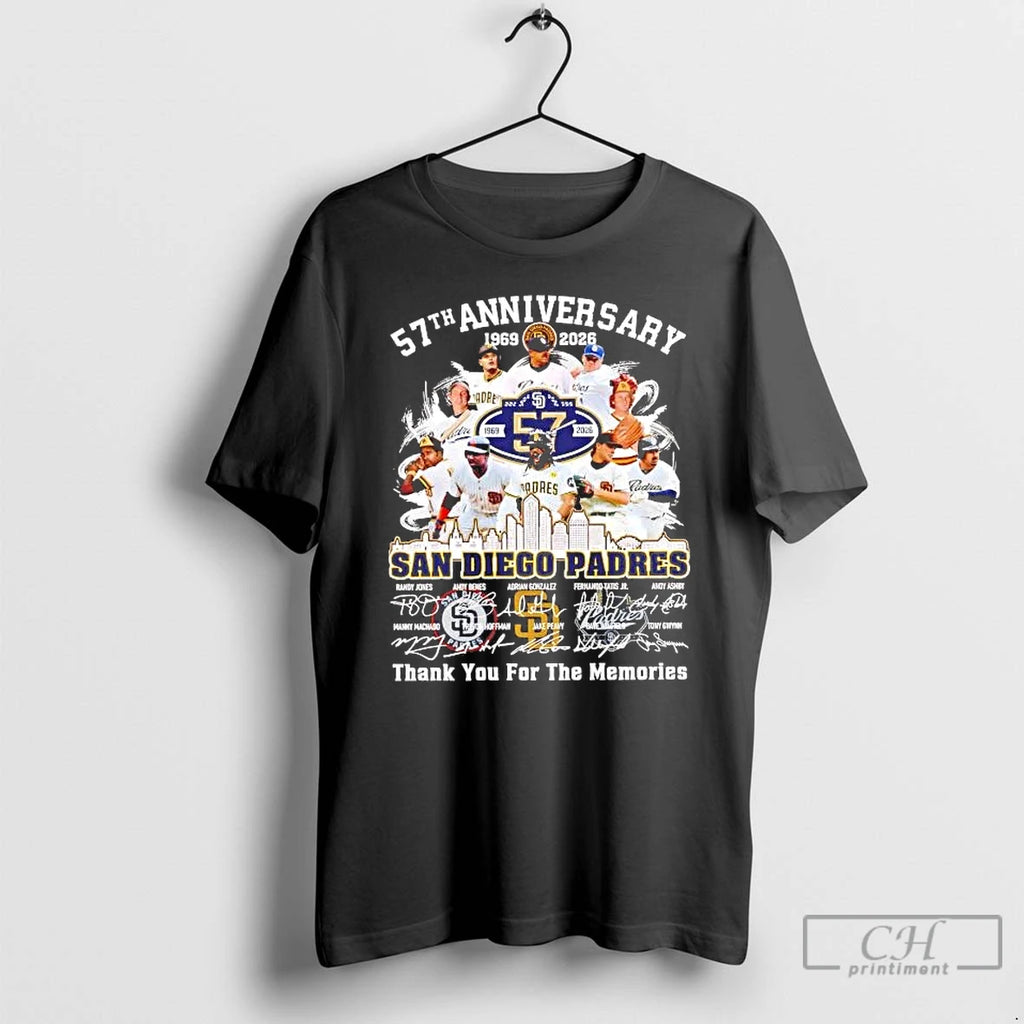 Premium San Diego Padres 57th Anniversary 1969 2026 Team Players Tee