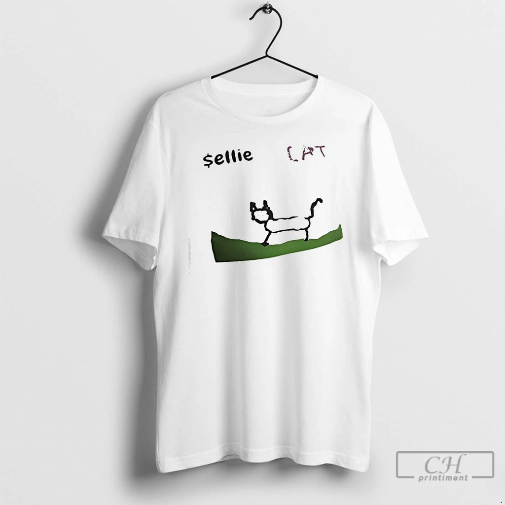 Premium Sellie Cat Drawing