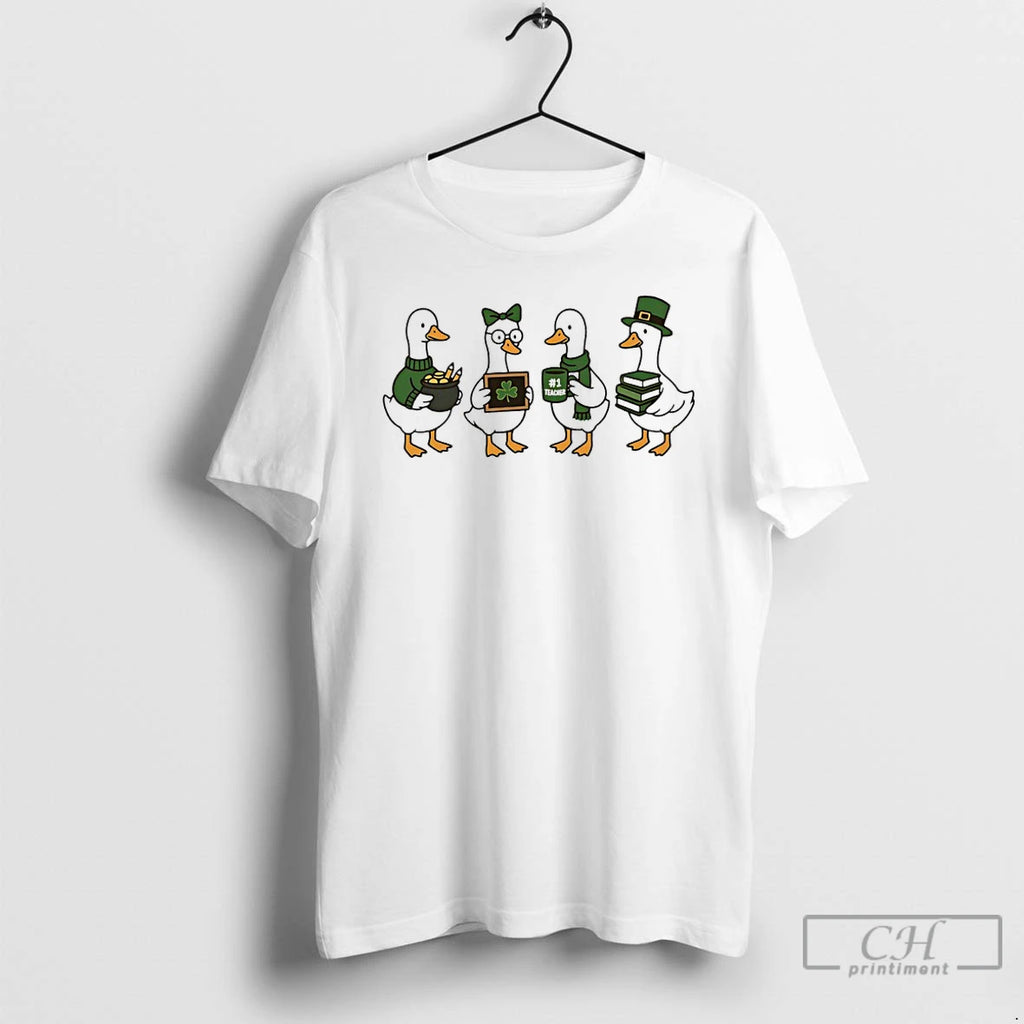 Premium Shamrock Goose Teacher St Patricks Day Meme