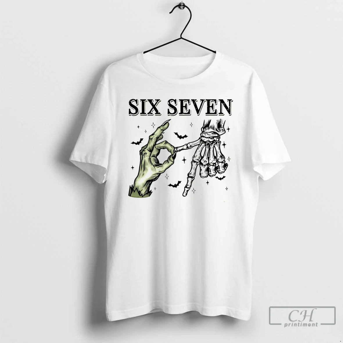 Premium Six Seven Skeleton Hand Halloween T Shirts Unisex , , , Long Sleeve Tee
