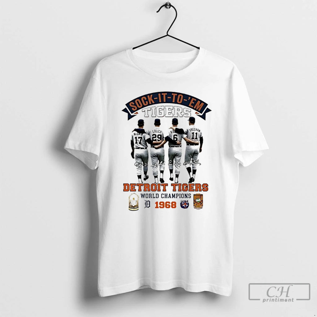 Premium Sock It To Em Detroit Tigers World Champions 1968 Signatures