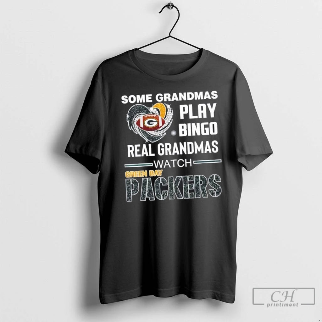 Premium Some Grandmas Play Bingo Real Grandmas Watch Green Bay Packers Football Diamond Heart