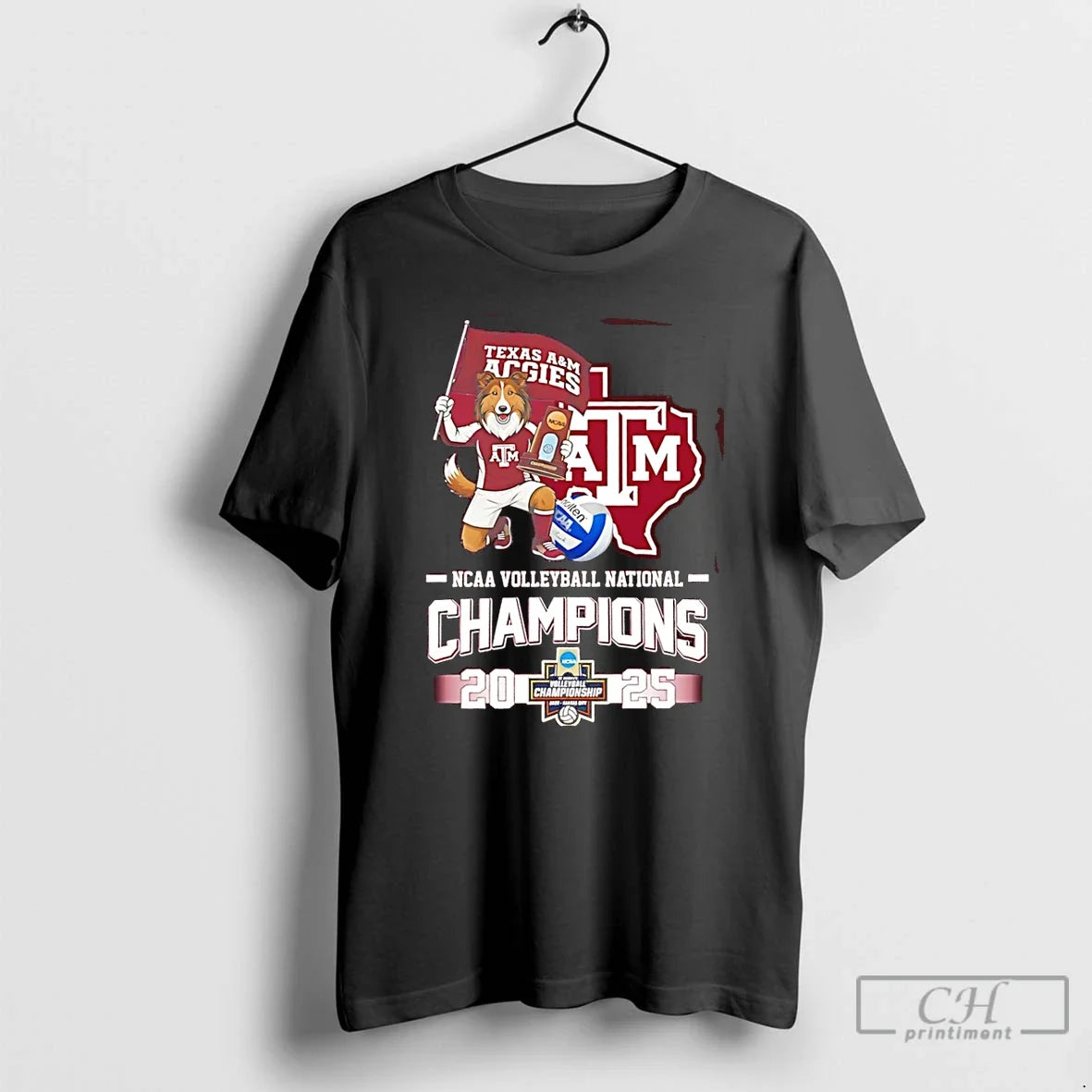 Texas Am Aggies 2025 Volleyball National Champions Mascot Flag T-Shirts