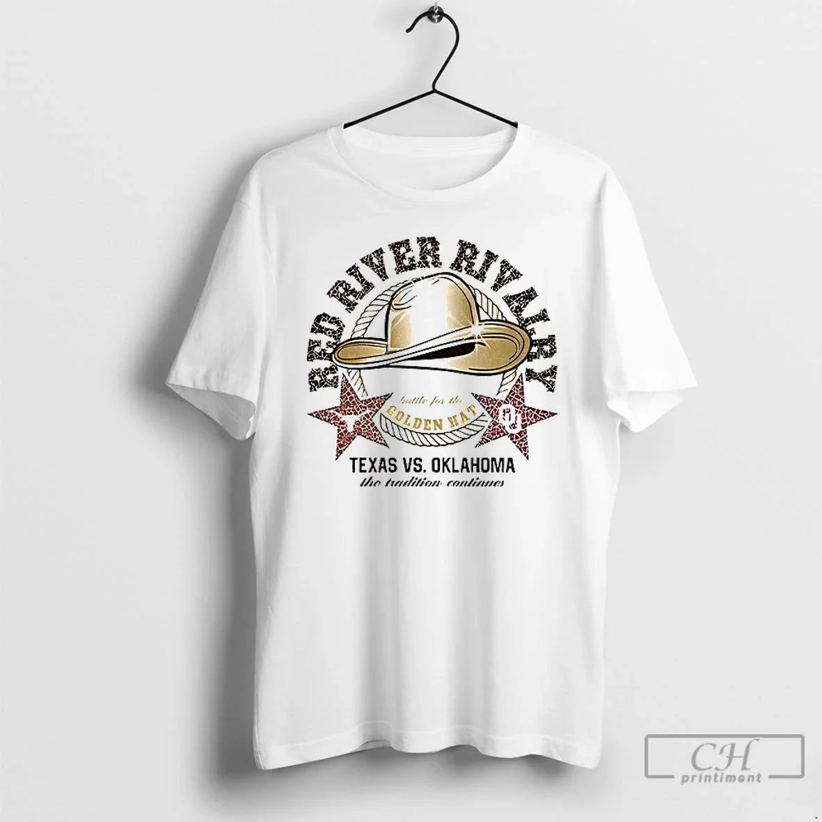 Premium Texas Longhorns Vs Oklahoma Sooners Red River Rivalry Golden Hat T Shirts Unisex , , , Long Sleeve Tee