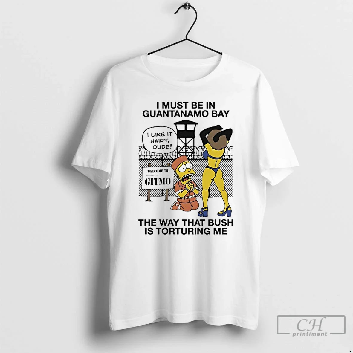Premium The Simpsons I Must Be In Guantanamo Bay The Way That Bush Is Torturing Unisex , , , Long Sleeve Tee