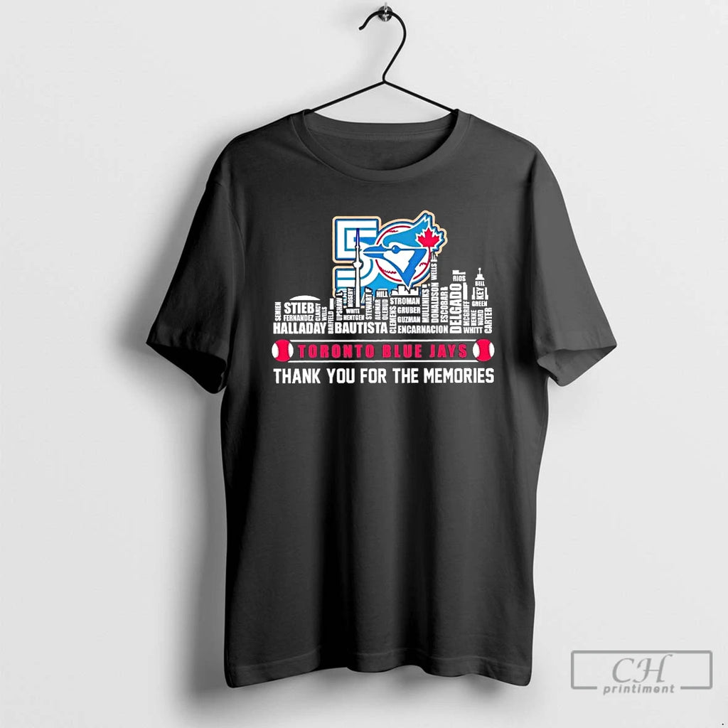 Premium Toronto Blue Jays 50th Anniversary Players Names City Skyline Tee