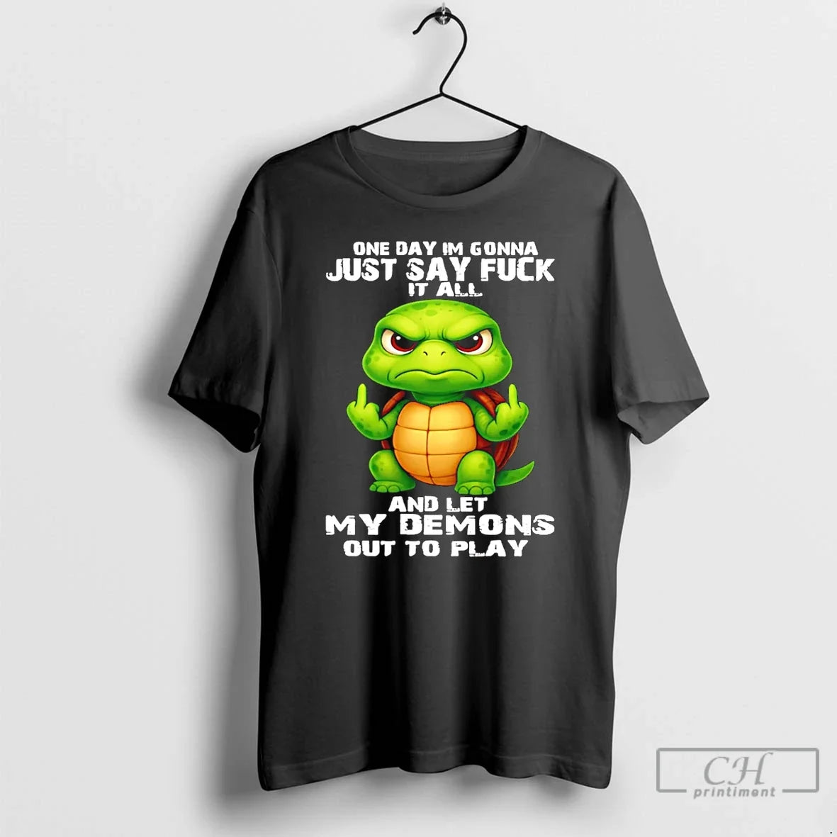 Premium Turtle Middle Finger One Day Im Gonna Just Say Fuck It All And Let Unisex , , , Long Sleeve Tee