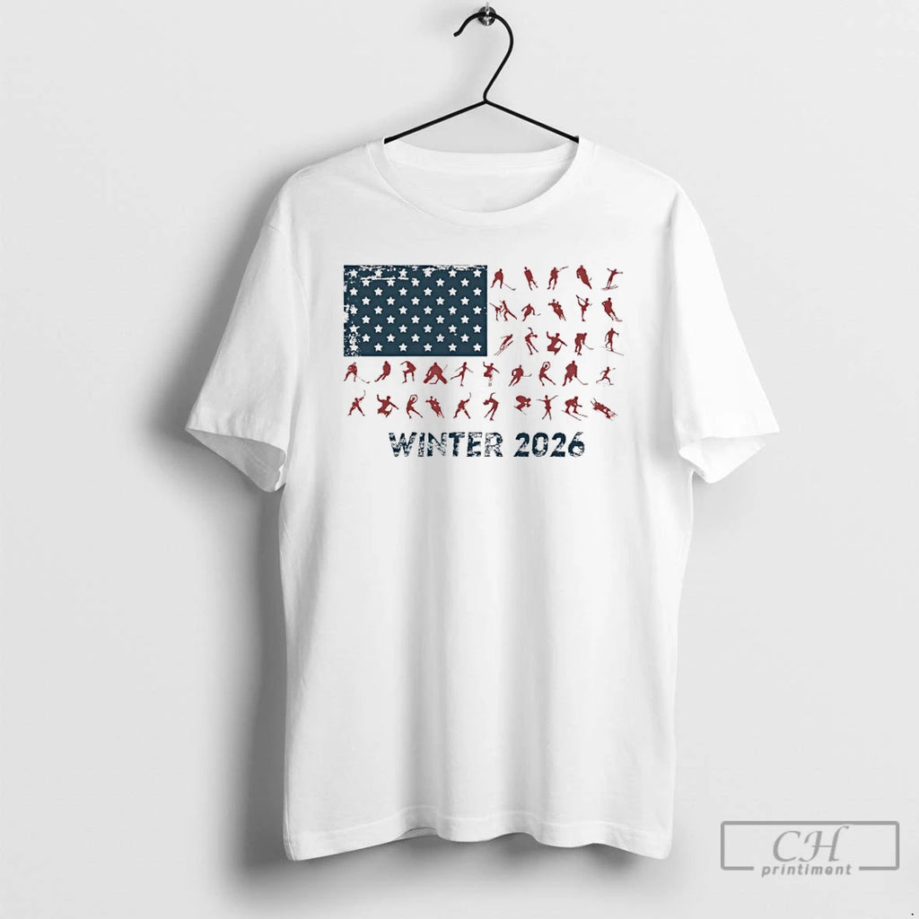 Premium Usa Winter Sports American Skiing 2026 Flag