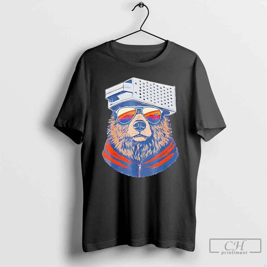Premium Vintage Sunset Bear With Cheese Grater Hat And Sunglasses