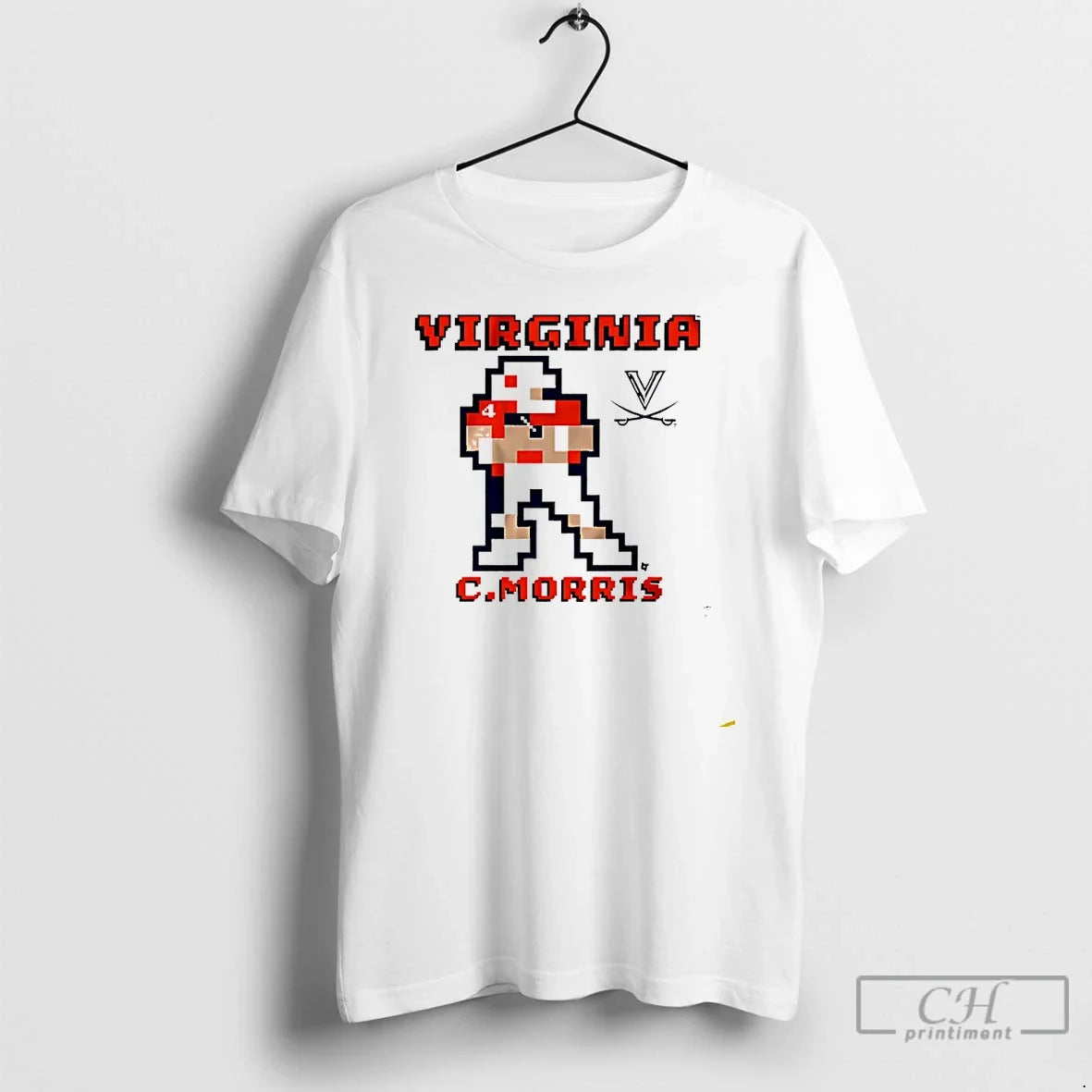 Premium Virginia Cavaliers Football Chandler Morris Retro Baller Pixel T Shirts Unisex , , , Long Sleeve Tee