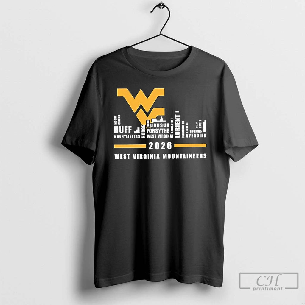 Premium West Virginia Mountaineers 2026 Players Names City Skyline Tee