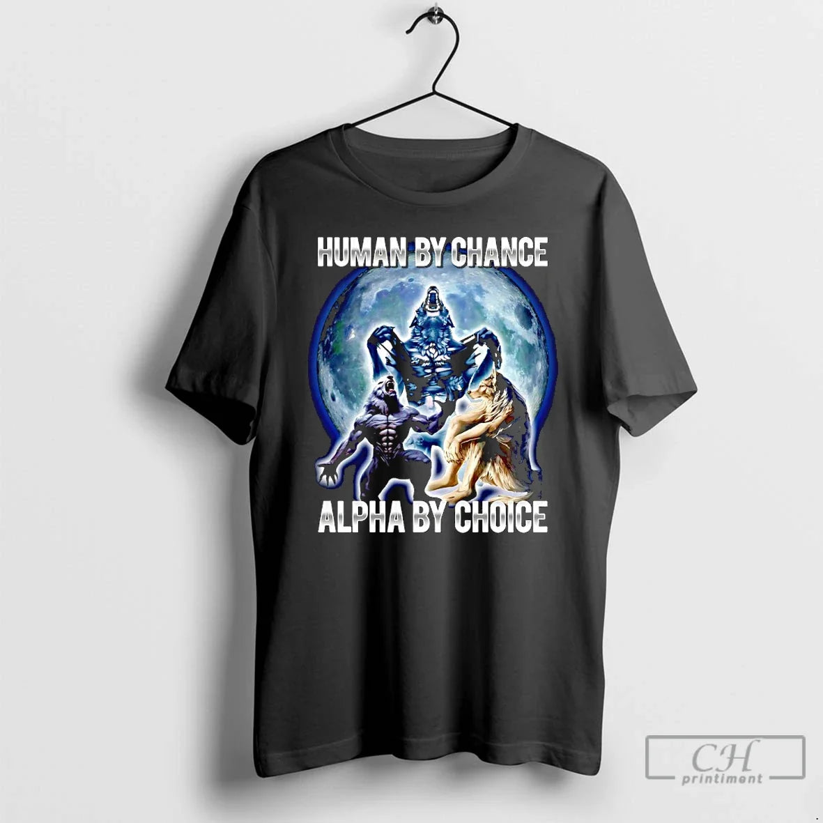 Premium Wolf Human By Chance Alpha By Choice Graphic T Shirts Unisex , , , Long Sleeve Tee