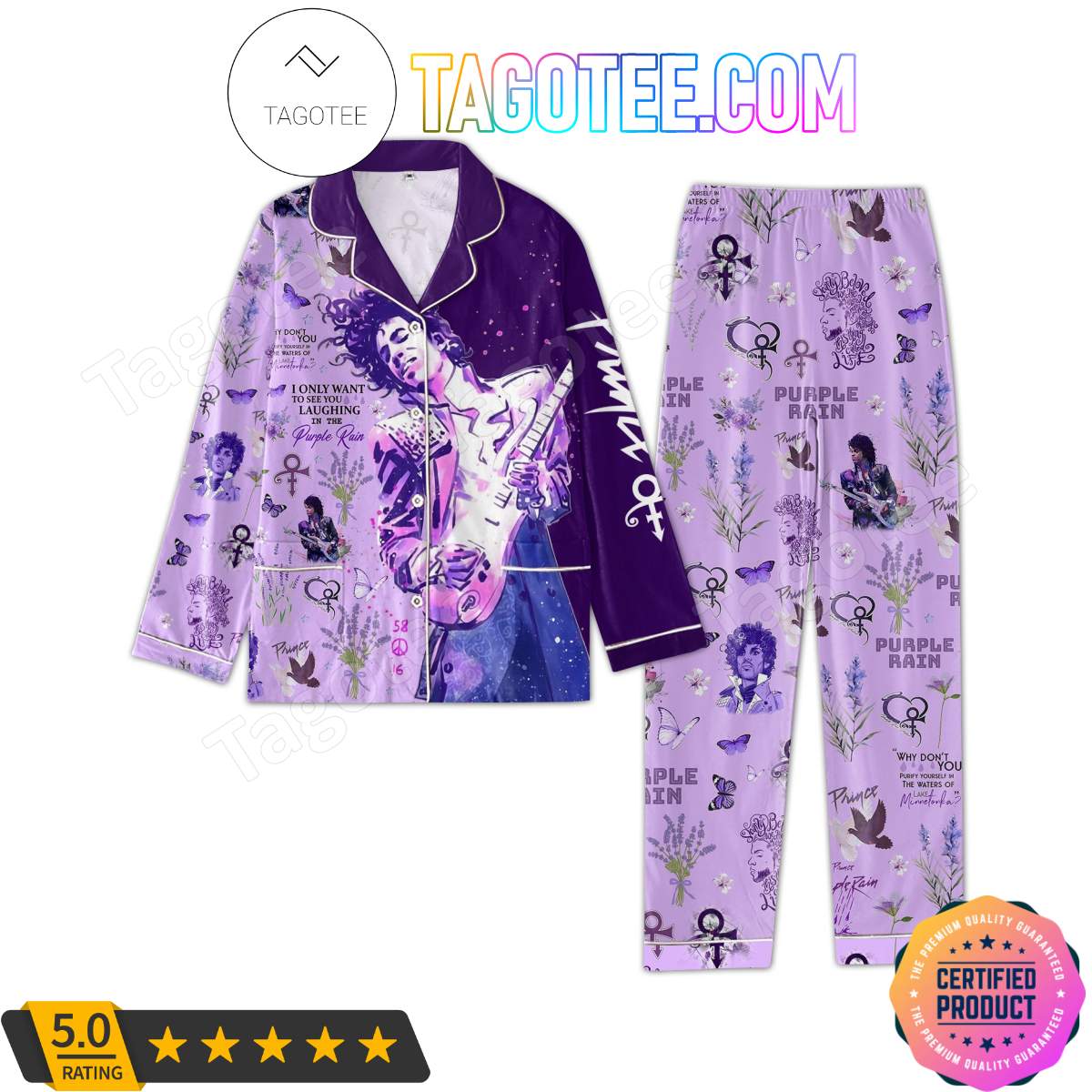 Prince Music Pattern Sleepwear Pajama Set