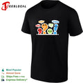 Punctuation marks question mark and exclamation point cartoon characters arguing shirt