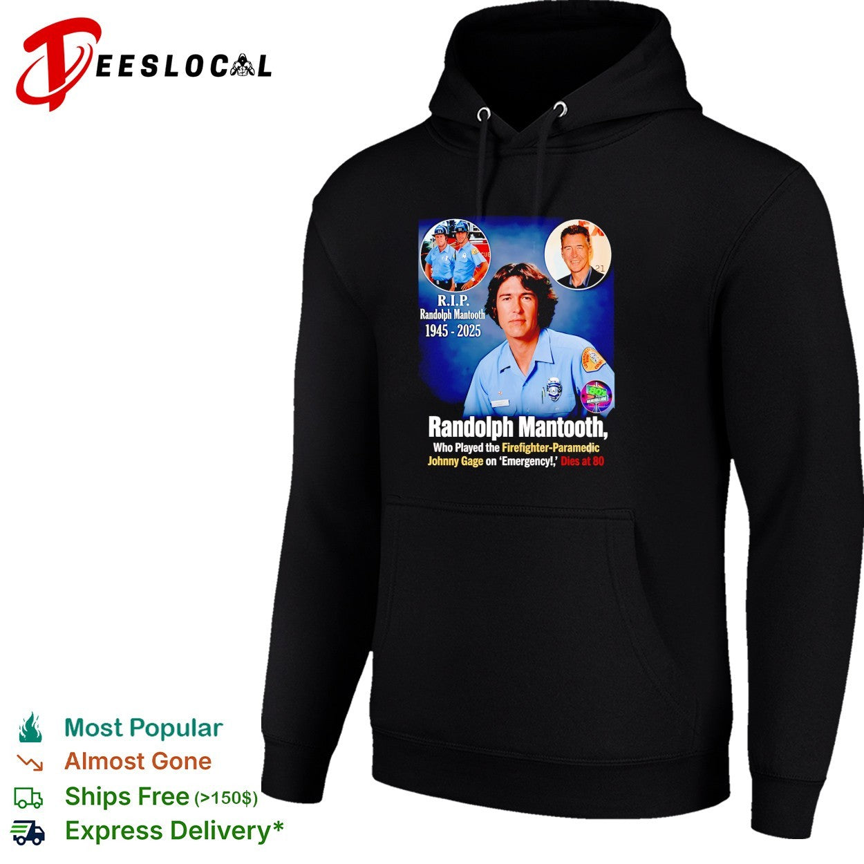 RIP Randolph Mantooth 1945 2025 firefighter paramedic Johnny Gage Emergency tribute shirt