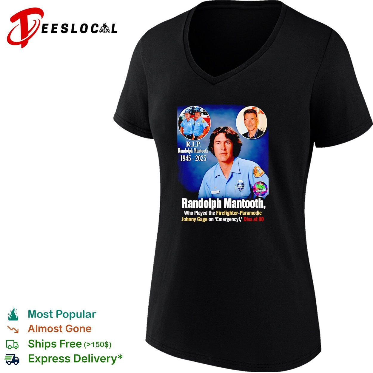 RIP Randolph Mantooth 1945 2025 firefighter paramedic Johnny Gage Emergency tribute shirt