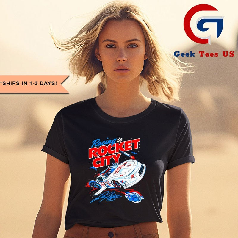 Racing to Rocket City 57 Claremont NC NASCAR Stock Car Speedway Motorsport signature T-shirt