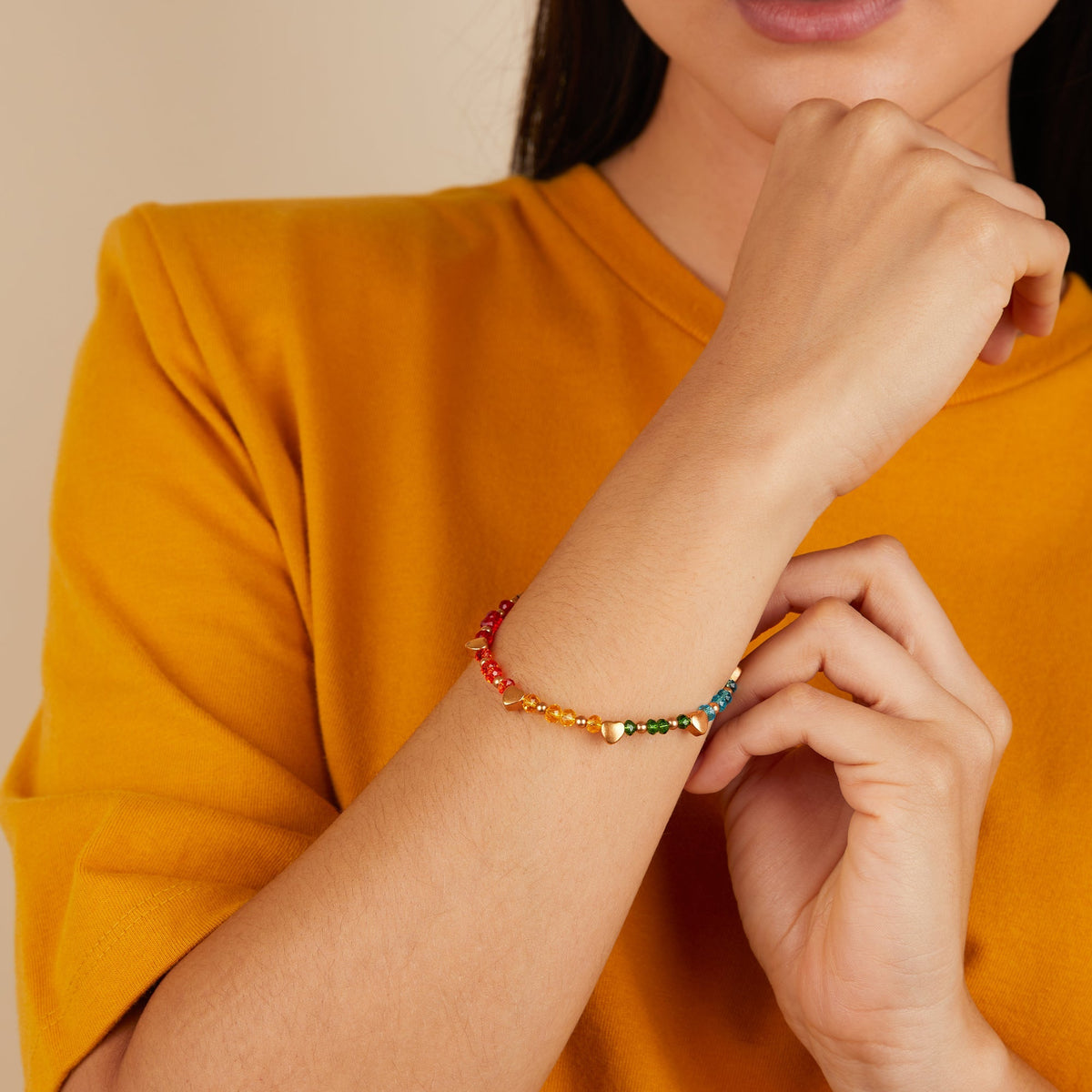 Rainbow Heart Beaded Bangle T-Shirts