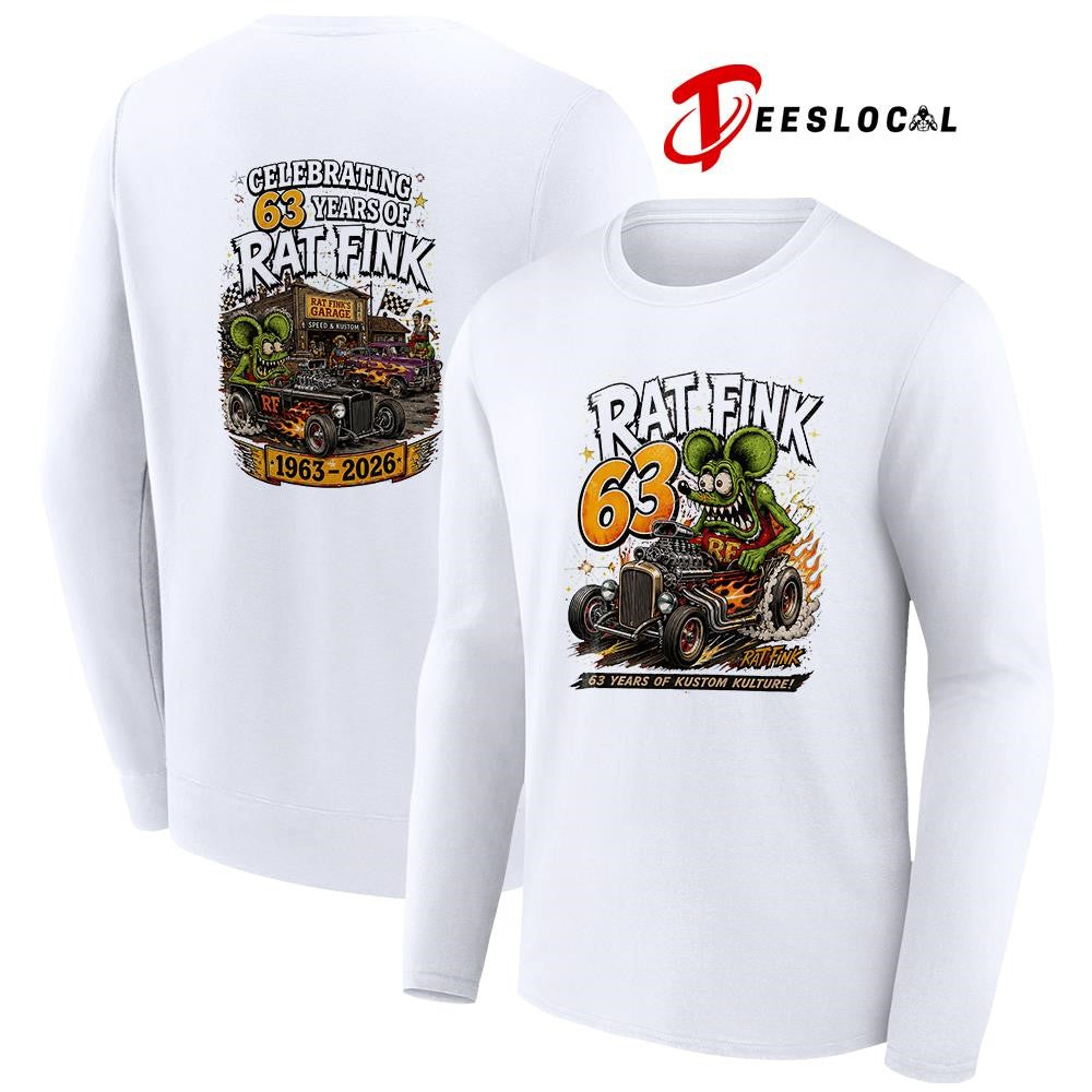 Rat Fink 63 years of rock kustom kulture graphic art shirt