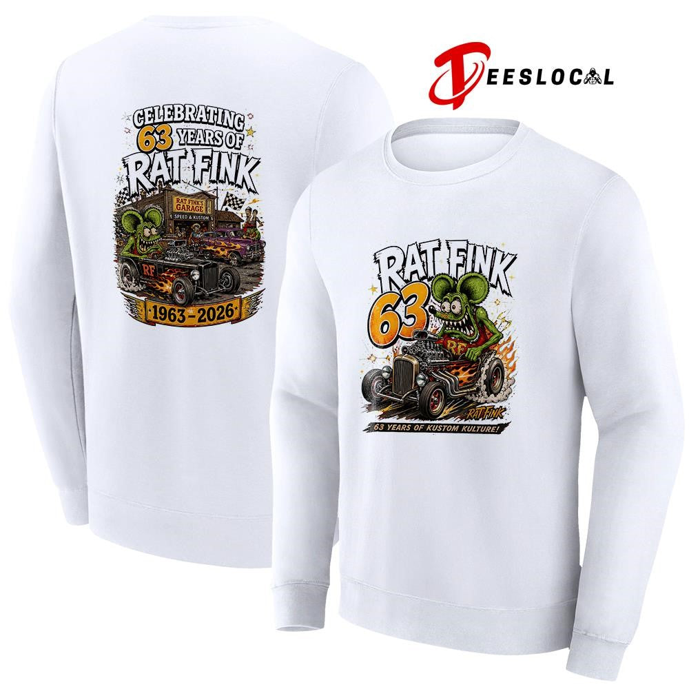 Rat Fink 63 years of rock kustom kulture graphic art shirt