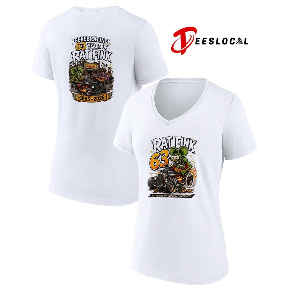 Rat Fink 63 years of rock kustom kulture graphic art shirt