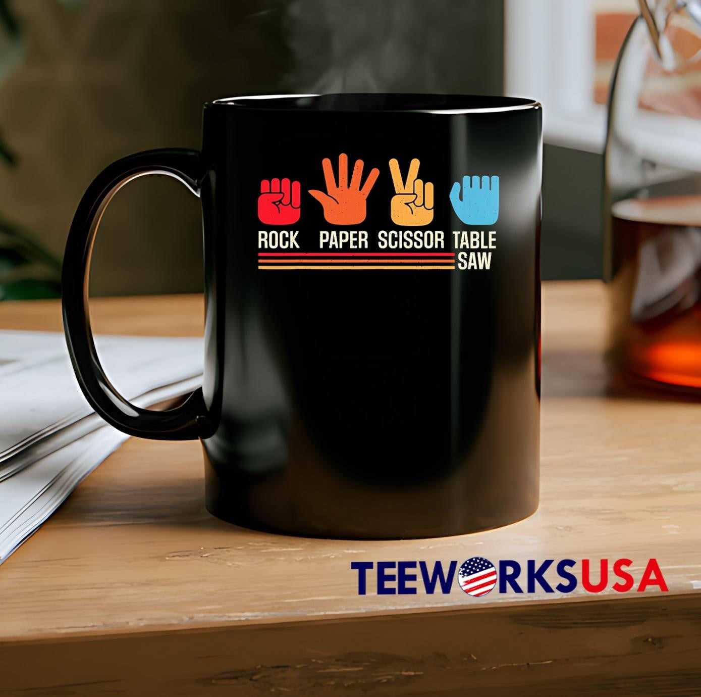Retro Style Rock Paper Scissor Table Saw Hand Gestures shirt