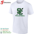 SC volleyball team logo with spear and feather crossing through letters shirt