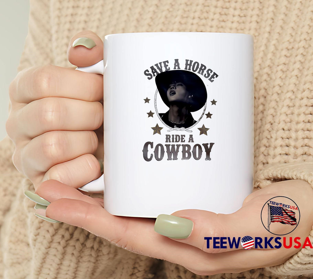 Save a Horse Ride a Cowboy Silhouette Portrait T-Shirt